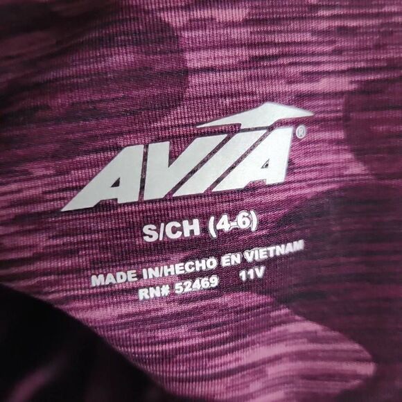 Avia Ladies Pink Marled Camo Print Athletic Leggings with Side Pockets - Size Sm - Picture 4 of 5